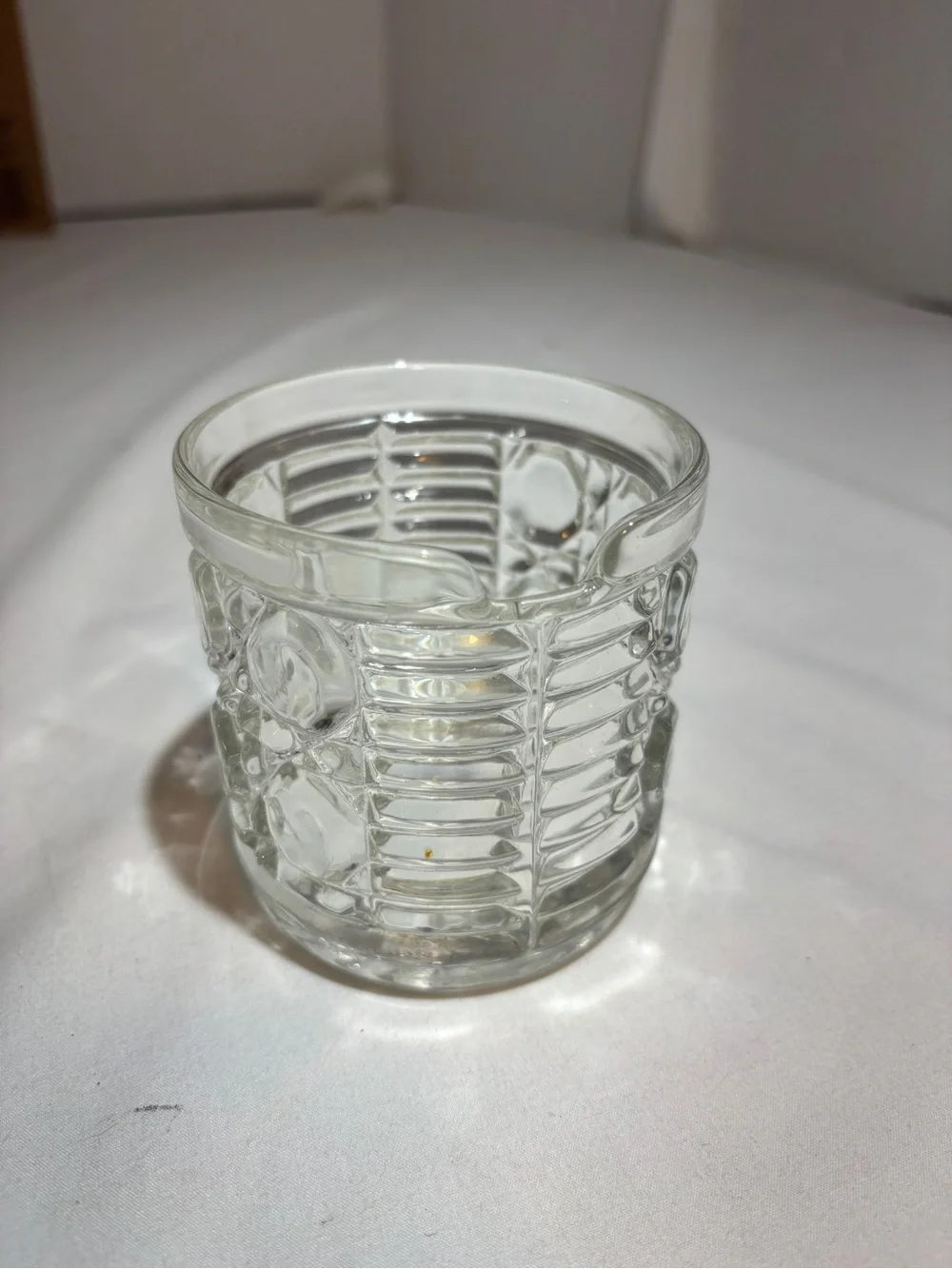 Clear Pressed jelly jar - Textured Pattern